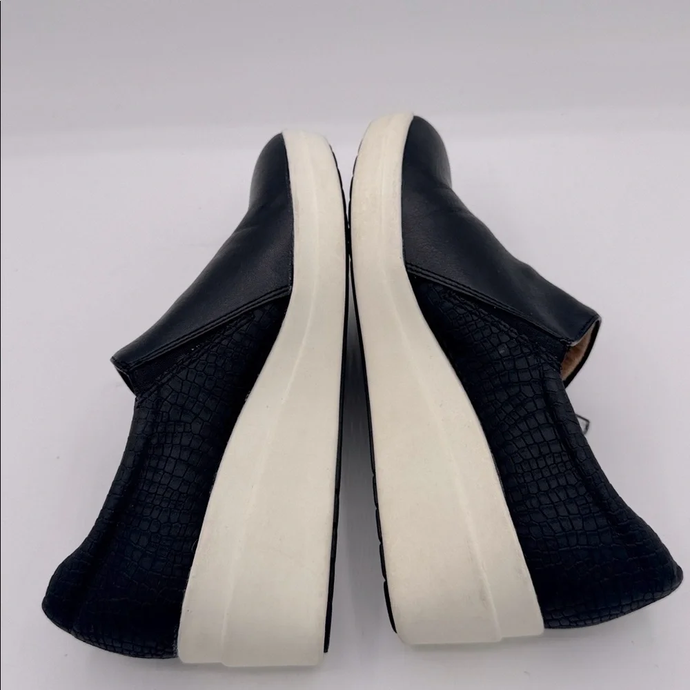 Naturalizer Black Leather Wedge Slip-On Sneakers with White Platform